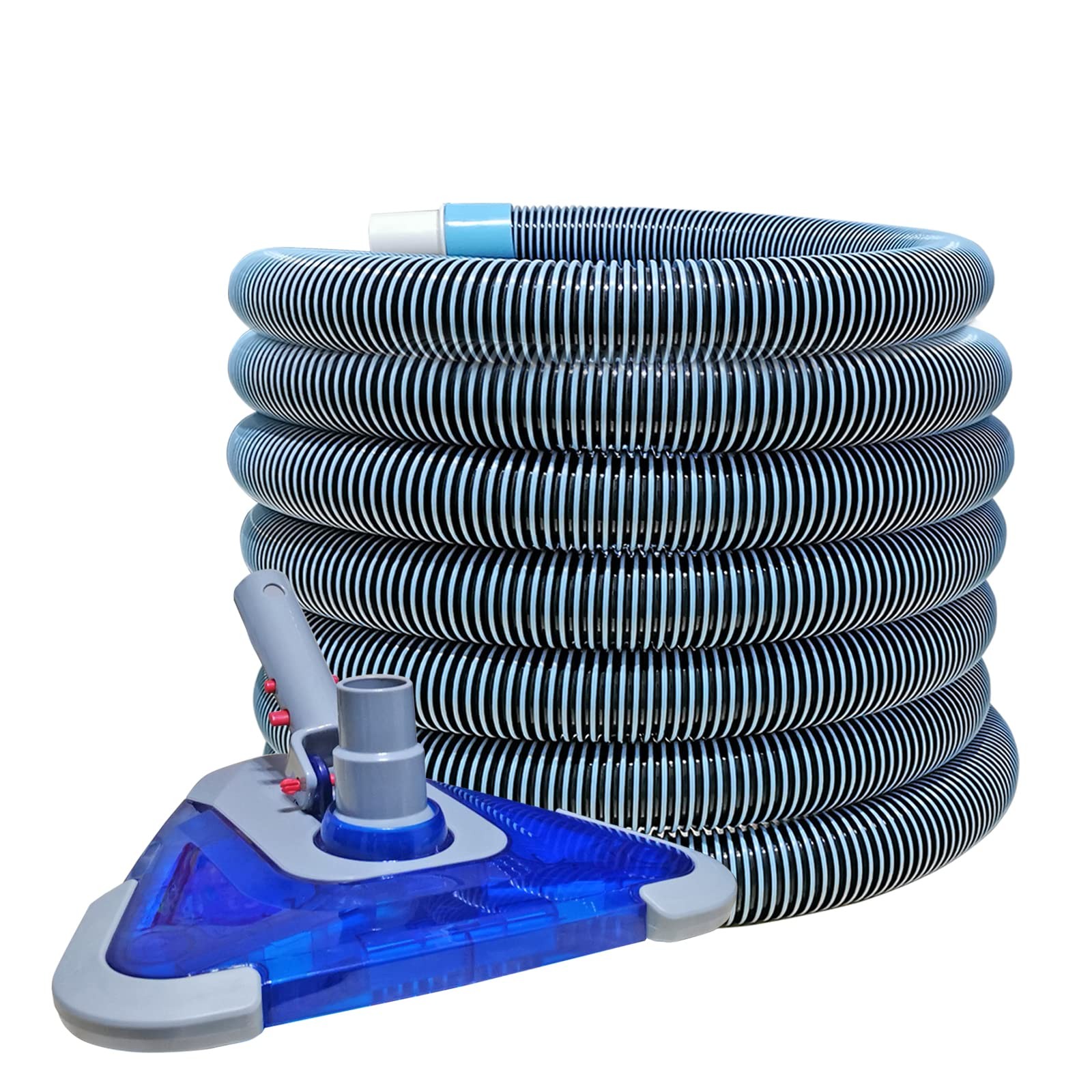 POOLWHALE Professional 1-1/2-Inch x 24-Feet Swimming 24ft Hose with Vac Head
