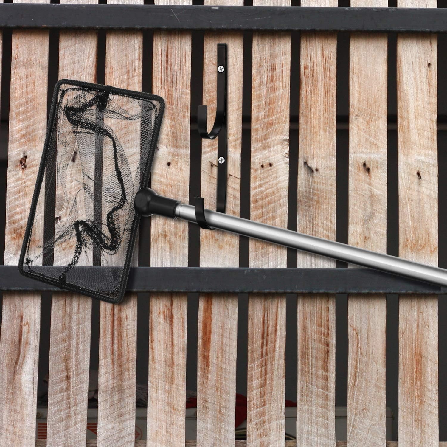Metal Brackets for Pool Tools, Includes 6 Hooks and 12 Screws for Installation