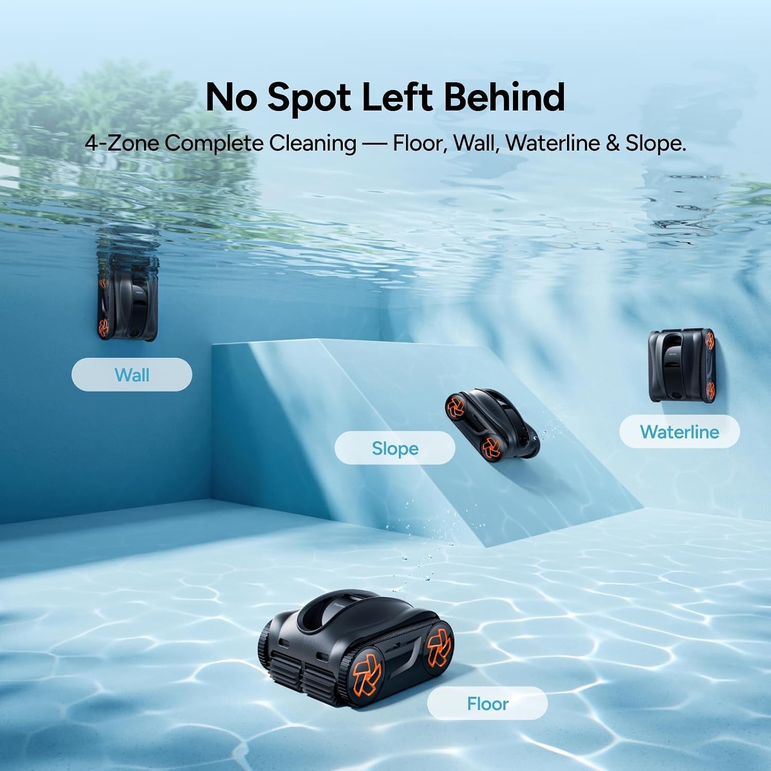 iGARDEN 9H Runtime Cordless Robotic Pool Cleaner Wall Climbing Waterline