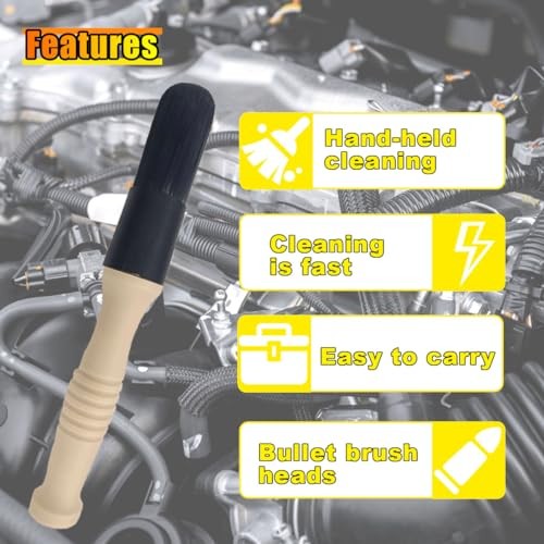 Car Parts Washer Brush, Bullet Head Parts Cleaning Brush for Cleaning Car Beige