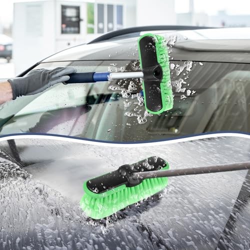 10“ Car Wash Brush Head, Scrub Brush Attachment for Extension Pole, 1 Pack