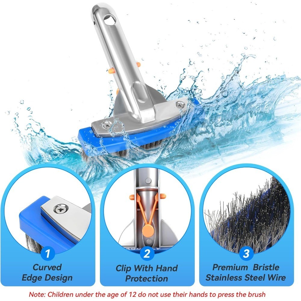 Pool Pumice Stone & 5.5&Prime; Stainless Steel Brush Kit with Handle | Pumice Stone