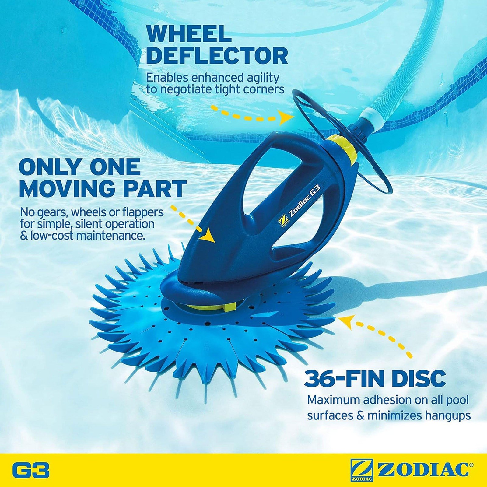 The Zodiac G3 Advanced Suction Side Automatic Pool Cleaner (W03000)