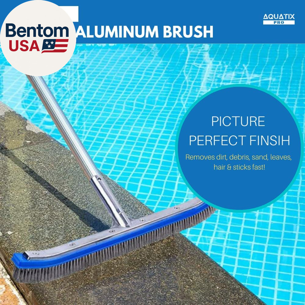 Pool Brush Head, 18&Prime; Heavy Duty for Cleaning Walls & Floors, Stainless Steel Bri