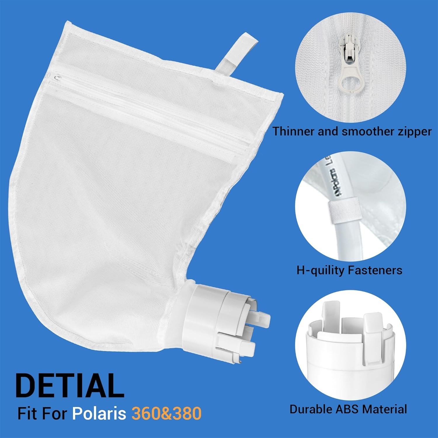 Pool Cleaner Bags 4 Pack Replacement for Polaris 280 480 K13 K16 Zipper