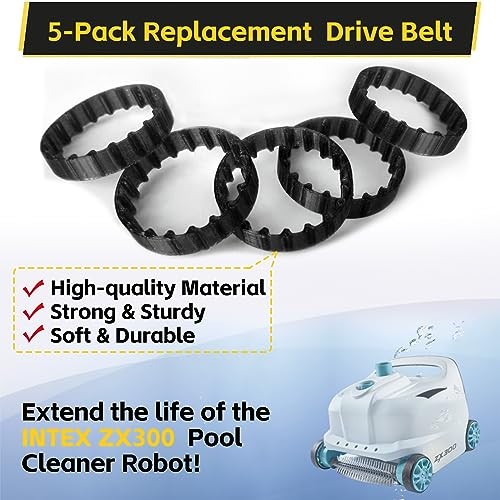 5 Pcs Replacement Belts for INTEX ZX300 Automatic Pool Cleaner Robot Belt Kit is