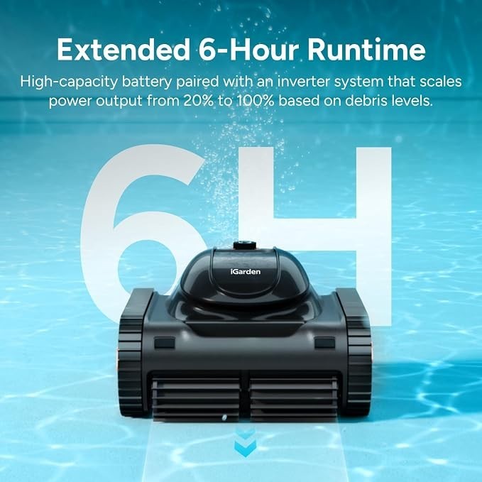 iGarden Cordless Robotic Pool Cleaner Pool Vacuum 6H Runtime for Inground Pools