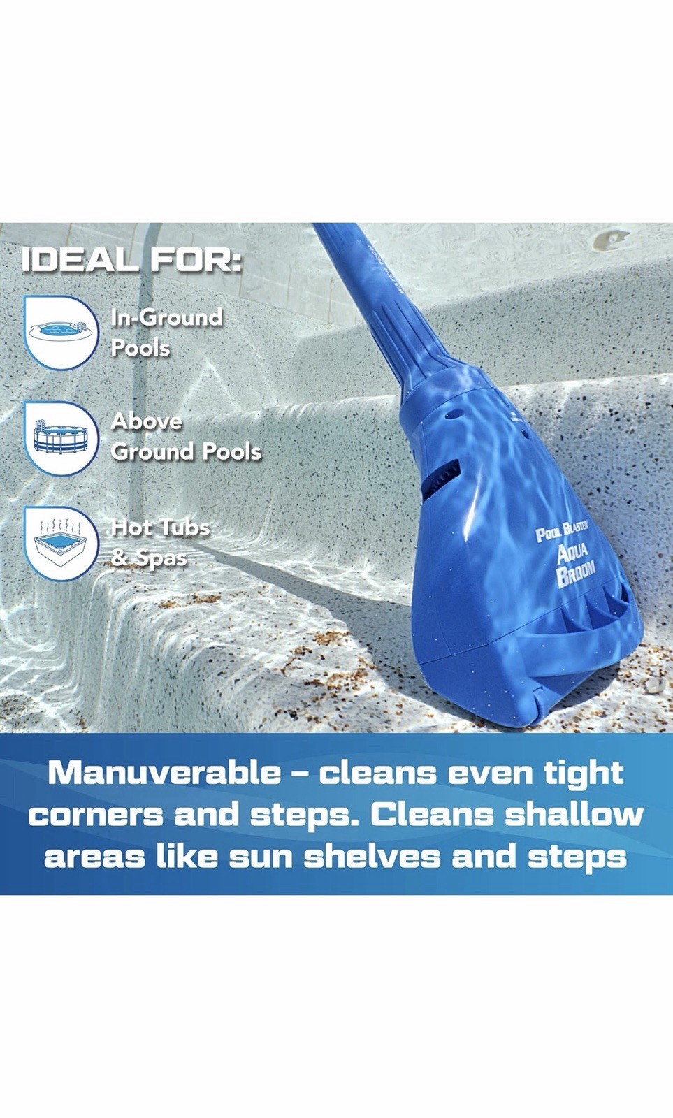 POOL BLASTER Aqua Broom XL Cordless Vacuum for Spa Small Pool & Tight Spaces EUC