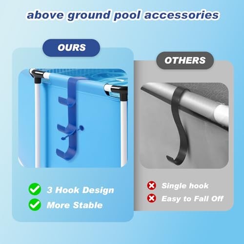 Adjustable 3-Hook Pool Pole Hanger – Above Ground Accessories for Gray