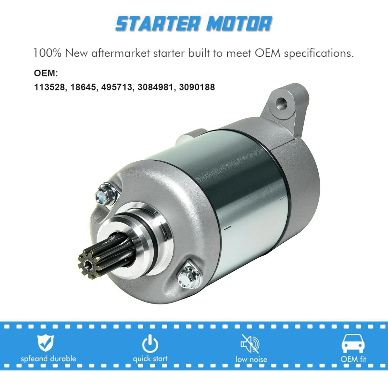 Starter Motor and Drive Combo Kit Replacement for Polaris 3090188 3084981 57-268