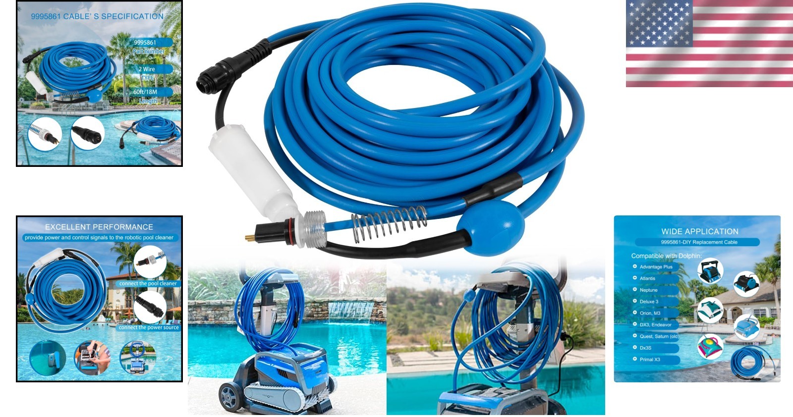 Direct Replacement 60FT Cable for Dolphin Pool Cleaners – Long-lasting Quality