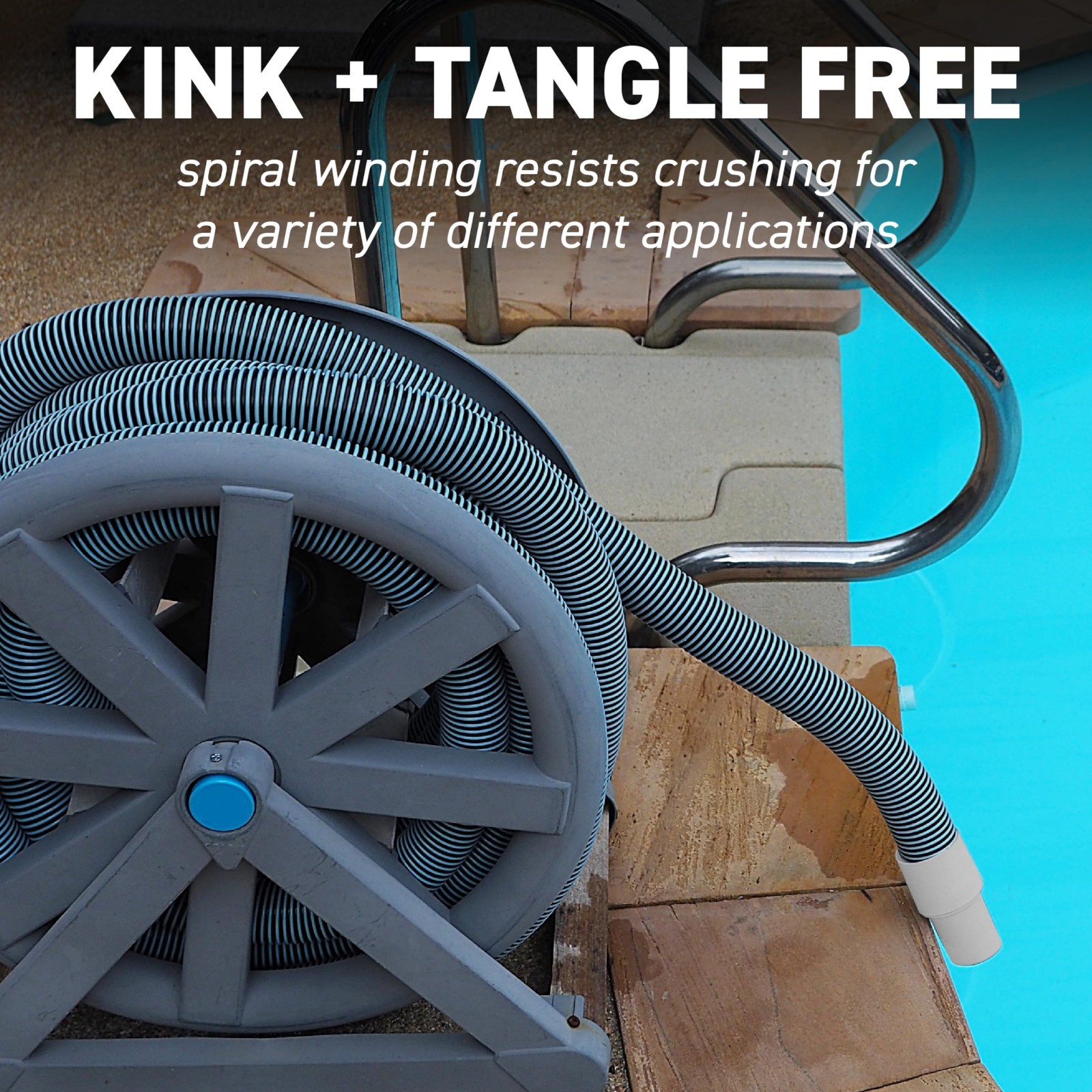 50-Ft Kinkproof Swimming Pool Vacuum Hose 1-1/2&Prime; – Swivel Cuff for Easy Cleaning