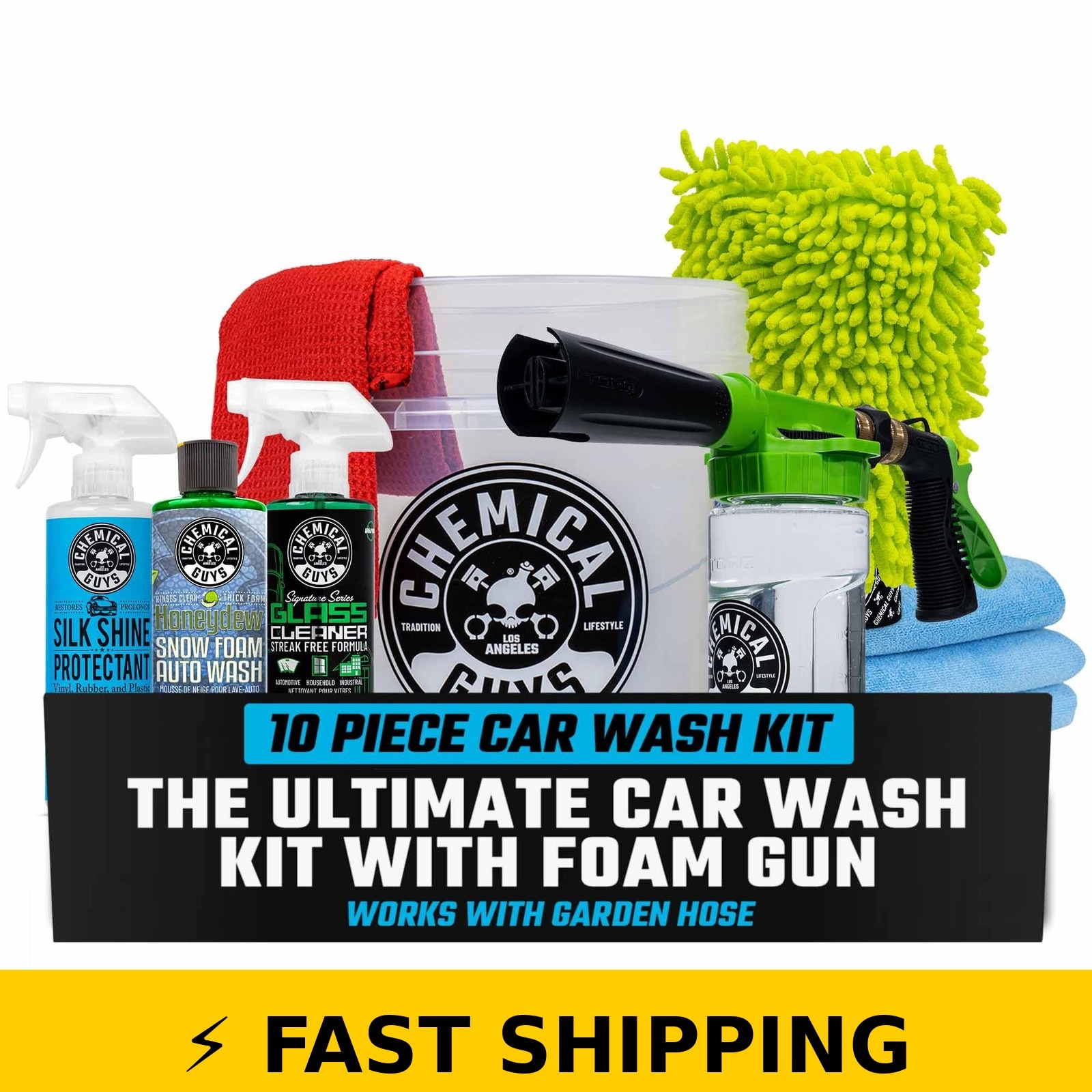 Chemical Guys 10-Piece Car Wash Kit with Foam Gun & Bucket