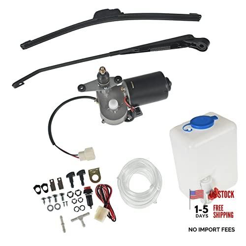 12V Electric Motor Windshield Wiper with Washer Pump Kit Replacement for
