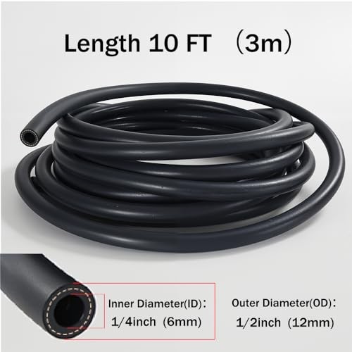 1/4 Fuel Line,rubber hose 1/4 Inch ID, Fuel Hose 10FT for 1/4&Prime; ID 10Ft