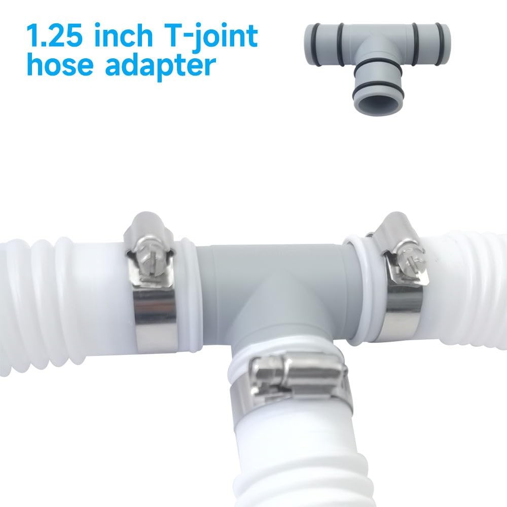 Pool Hose Connector, 1.25 Inch T Joint Filter Pump inches, Gray