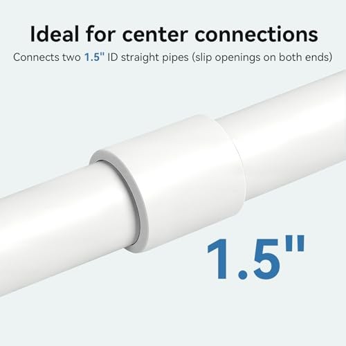 2Pack 1-1/2 Inch White PVC Pipe Coupling, Socket x Socket, Schedule 40 1.5 Inch