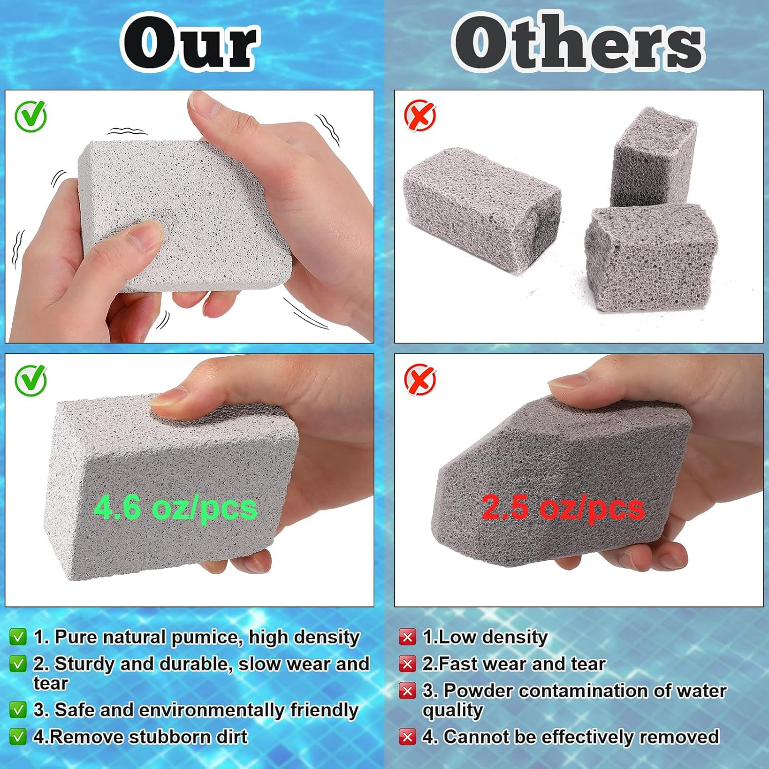 6PCS Swimming Pool Pumice Stone for Cleaning Tiles,Stone Cleaning Block,Scour St