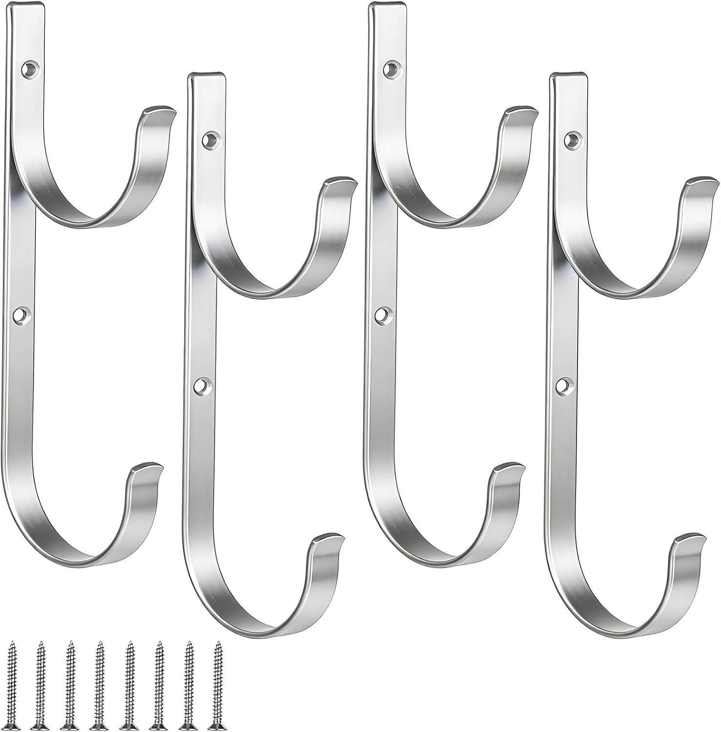 Pool Pole Hanger 4 Pcs Silver Aluminum Pool Hooks Poles Rakes Skimmers Nets