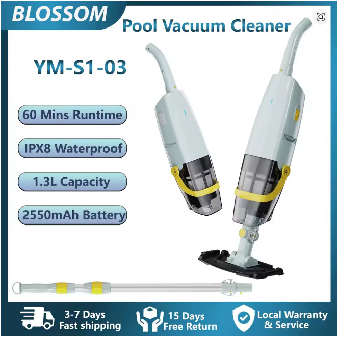 YM-S1-03 Cordless Handheld Pool Vacuum Cleaner Rechargeable IPX8 Waterproof