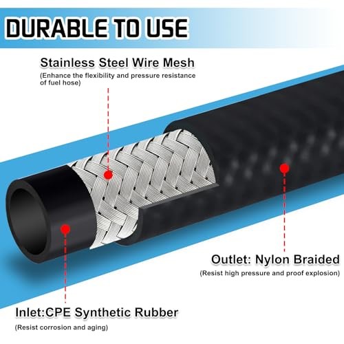 Fuel Transfer Hose 3/4 Inch, 12 Feet Fuel Transfer Farm Pump Tank Tube Hose
