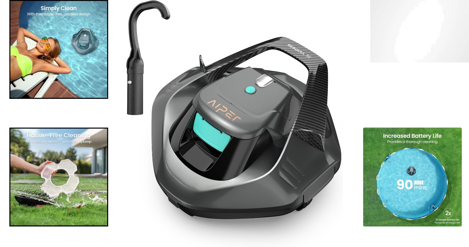 High Efficiency Seagull SE 2025 Pool Cleaner – Cordless, Self-Parking, 90 Mins