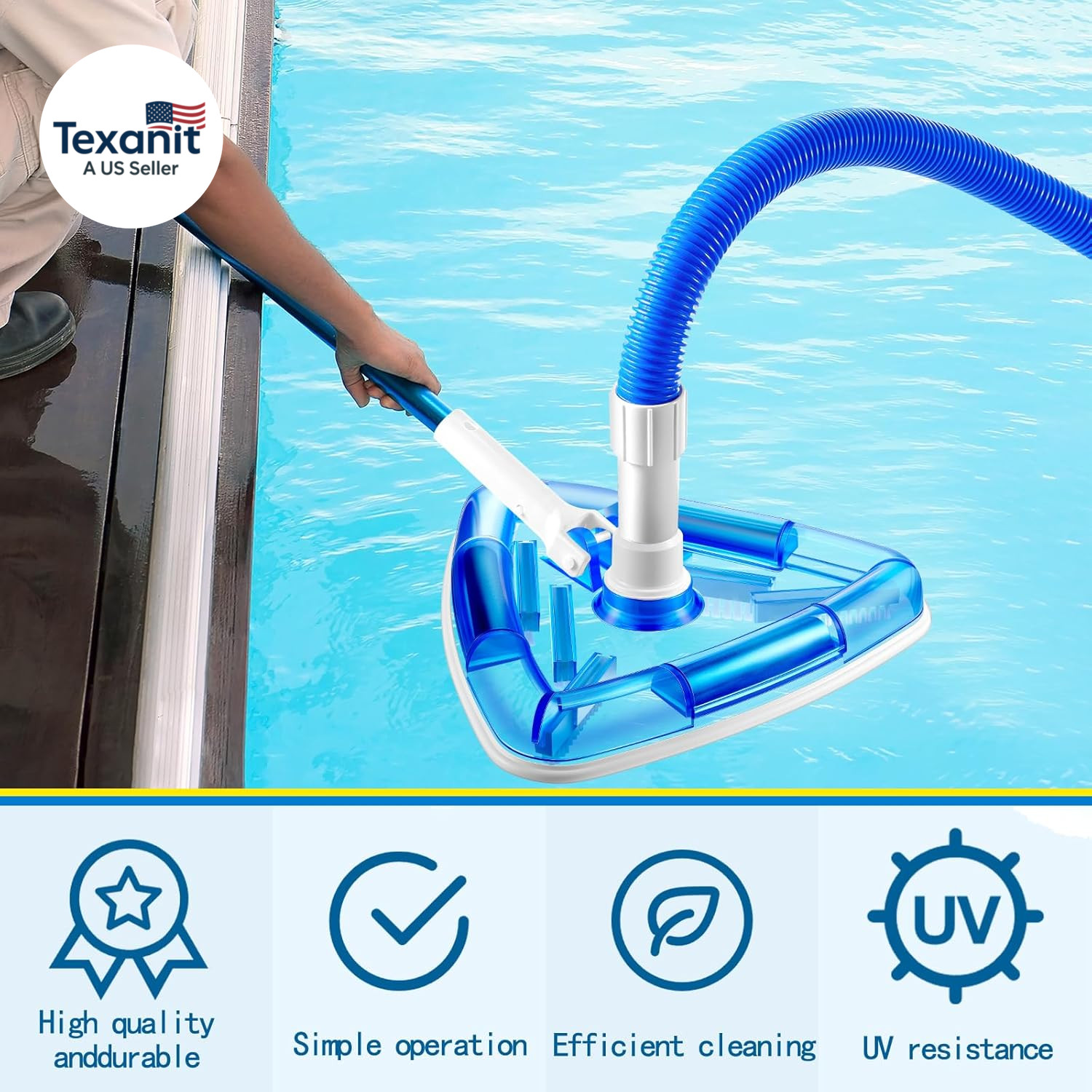 2 Pcs Swimming Pool Cleaning Kit 1-1/4 Inch X 18 Ft Pool Vacuum Hose with Swivel