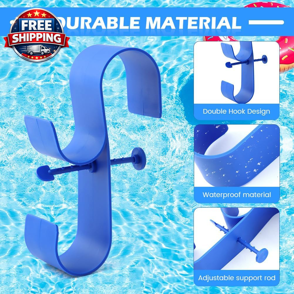 Poolside Pool Leaf Skimmer Net Holder, Swimming Pool Pole Hanger Hooks, 2 Hooks