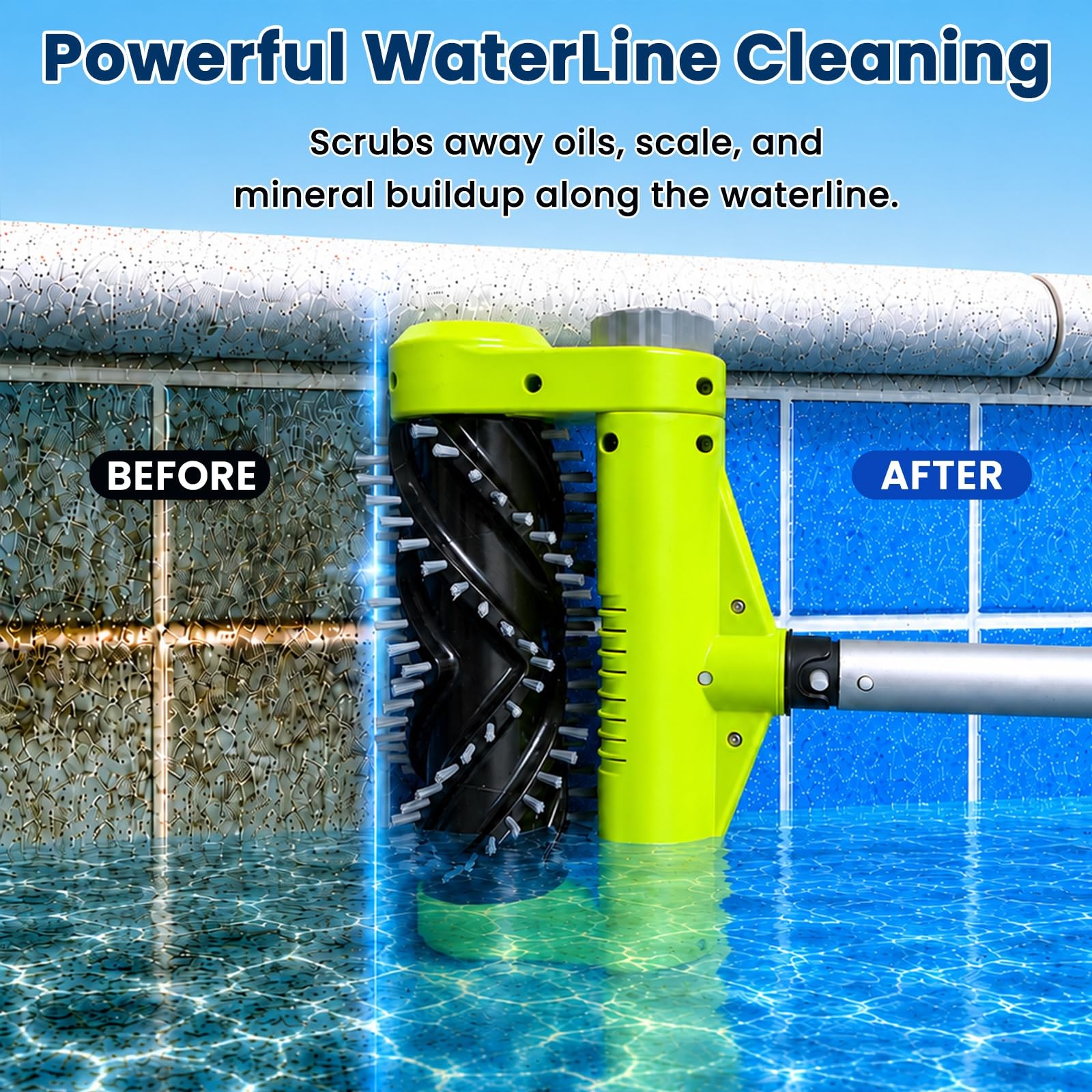Sepetrel Electric Pool Brush Head, Cordless Motorized Pool Scrubber for Ingro…