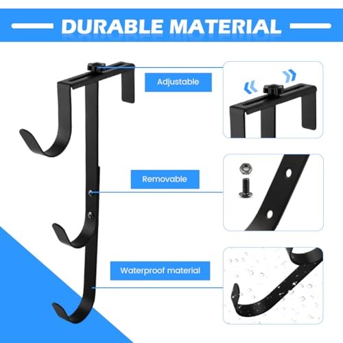 2Pcs Pool Pole Hangers – Adjustable Heavy Duty Hooks for Skimmers, Rakes, Black