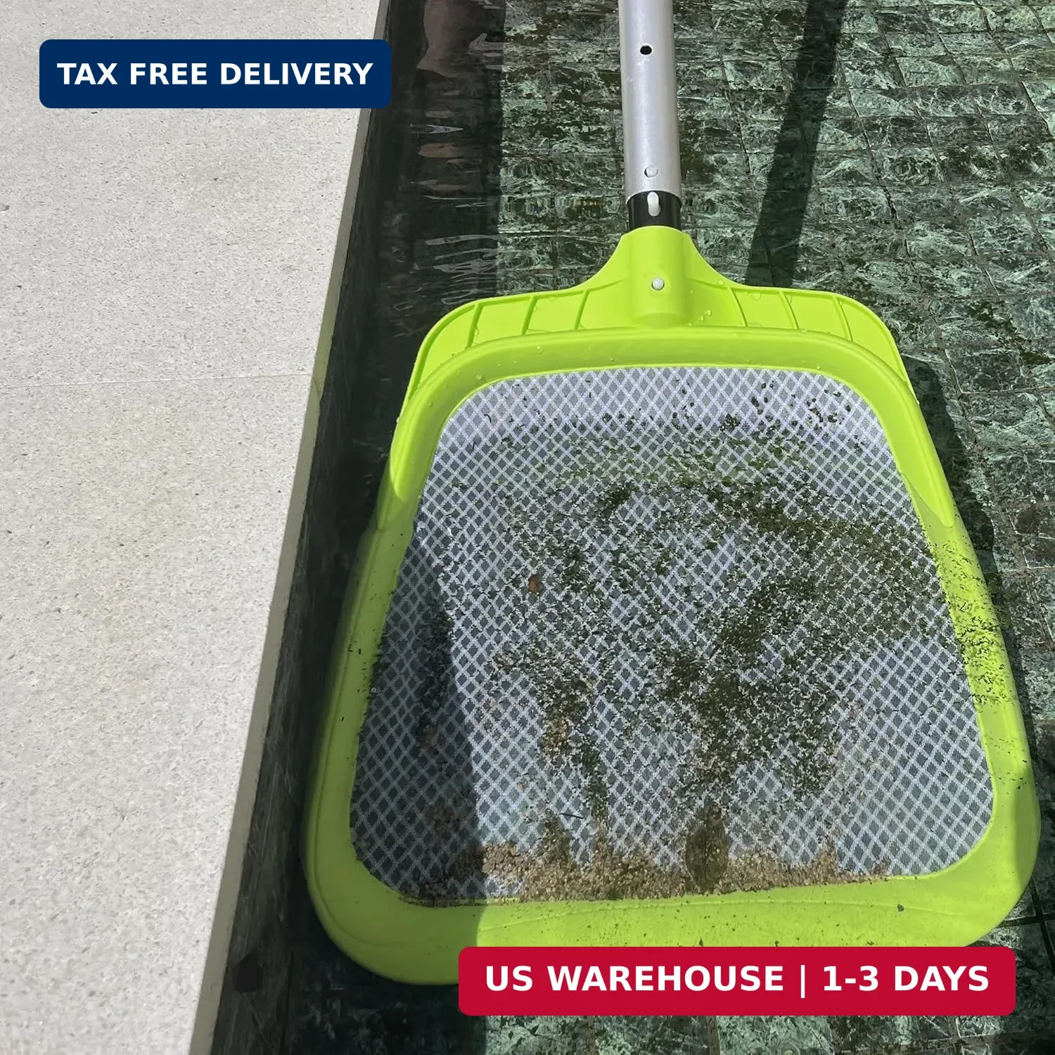 Pool Skimmer Net-Professional Heavy Duty Reinforced Frame Leaf Rake Nylon Flat N