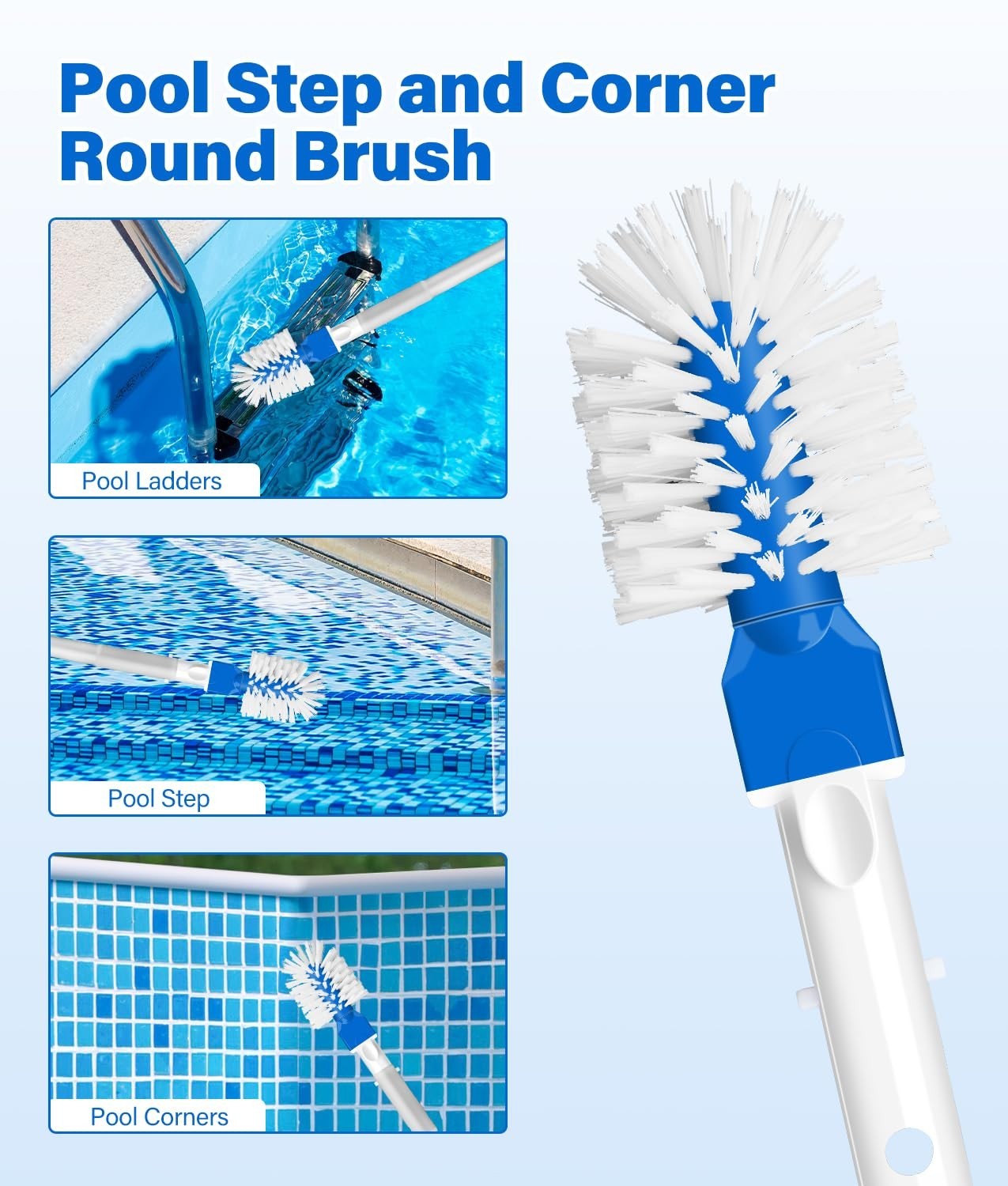 Deluxe 4-in-1 Pool Cleaning Kit with 10ft Adjustable Pole, Skimmer Net & Brush S