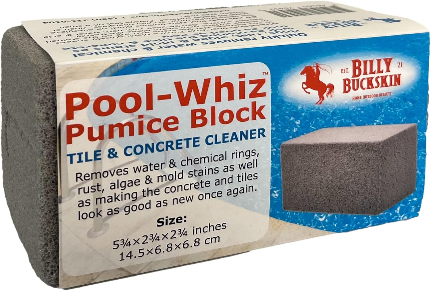 Pool-Whiz Pumice Block, Pool Tile & Concrete Cleaner, Pumice Stone for Cleaning