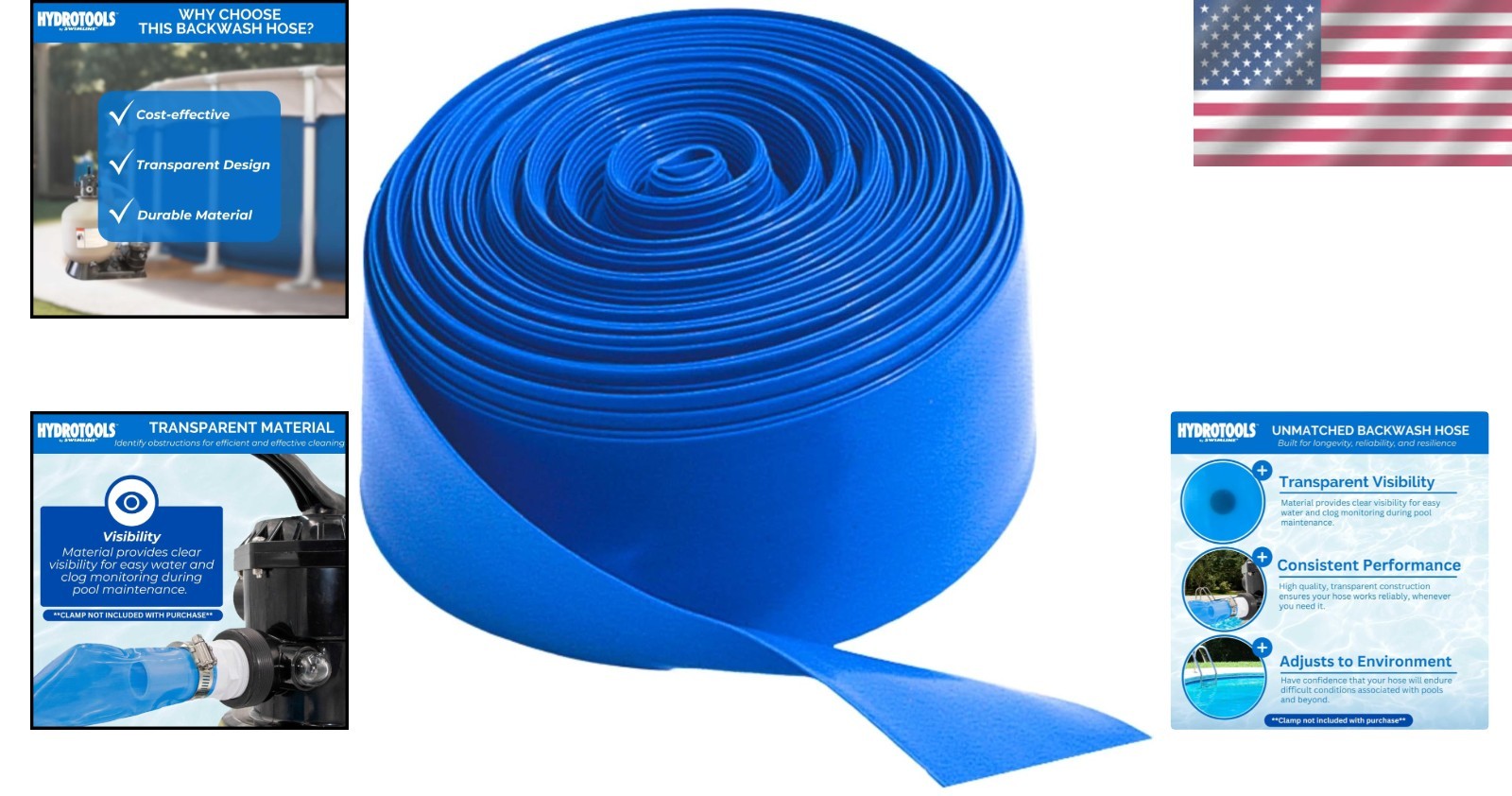 100ft Heavy Duty PVC Backwash Hose | Kink-Free & UV Resistant for Pools