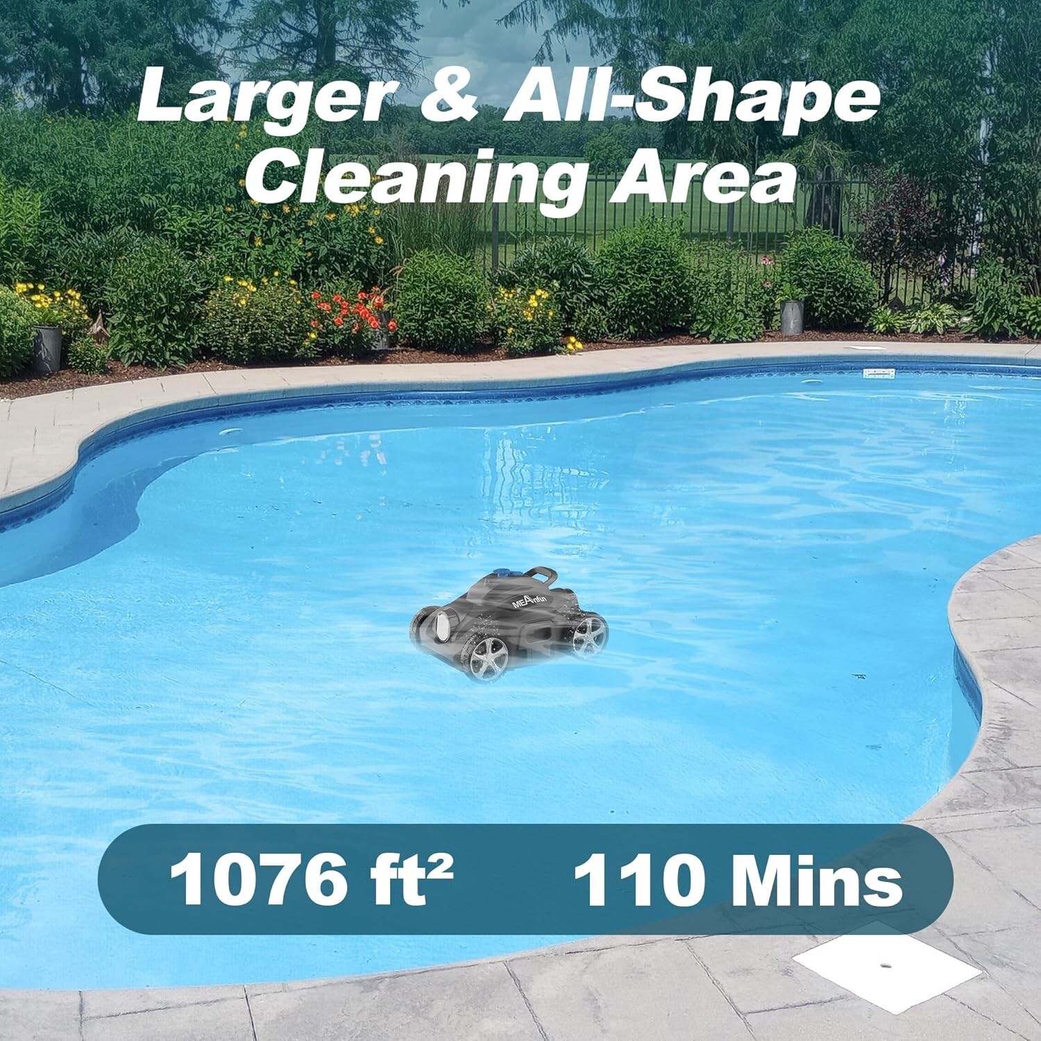 2024 New Cordless Robotic Pool Vacuum Cleaner, Last 110 Mins & Clean 1076 Sq. Ft