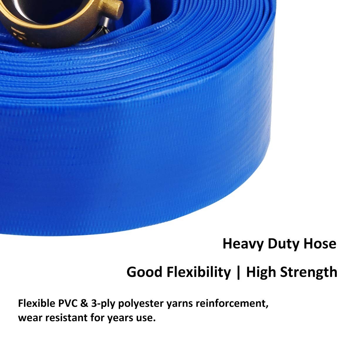 Heavy Duty 1.5&Prime; x 50&prime; Blue PVC Backwash Discharge Hose for Swimming Pools