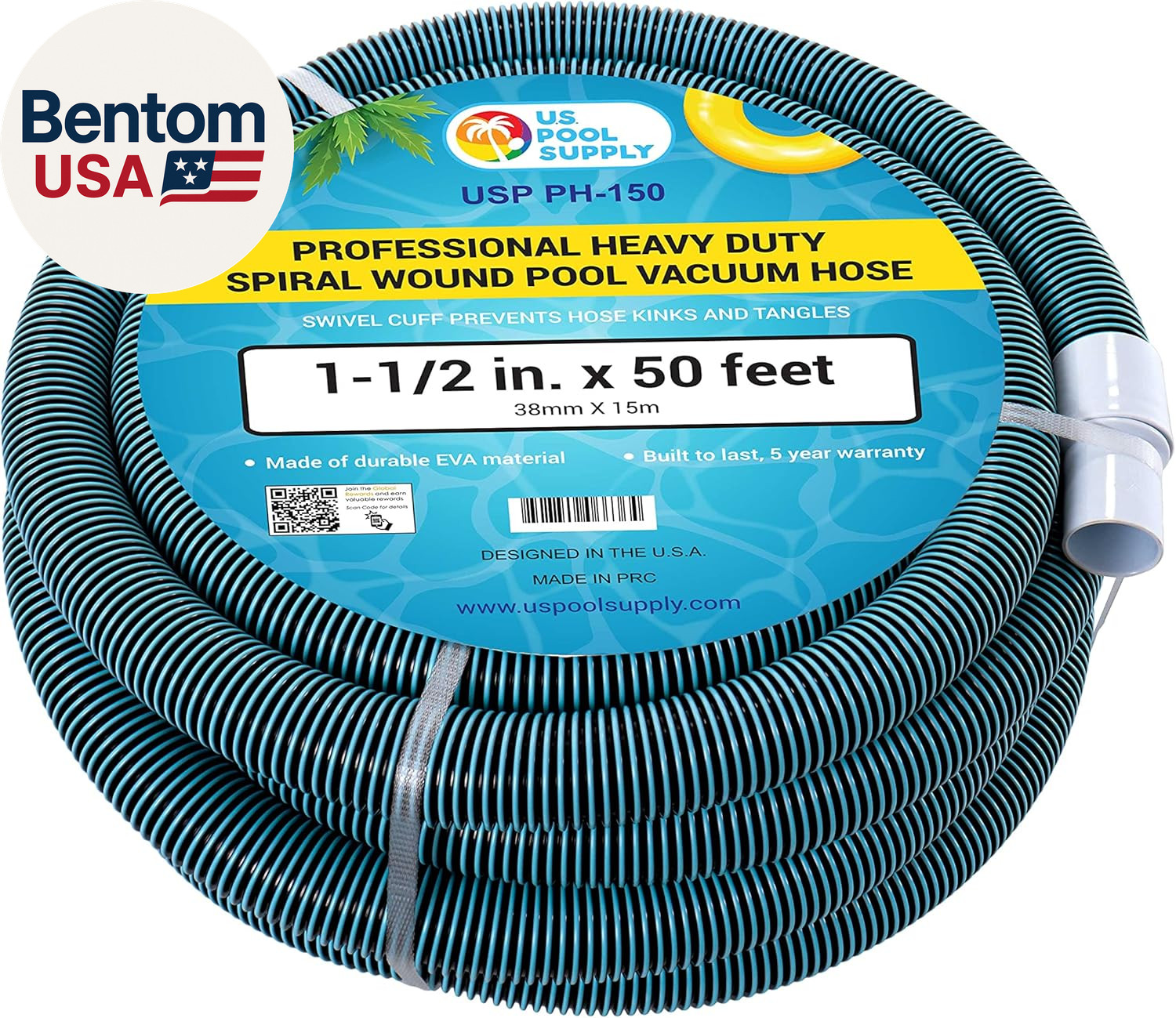 Pool Vacuum Hose – 1-1/2&Prime; X 50&prime; Professional Heavy Duty Pool Hose for Inground,