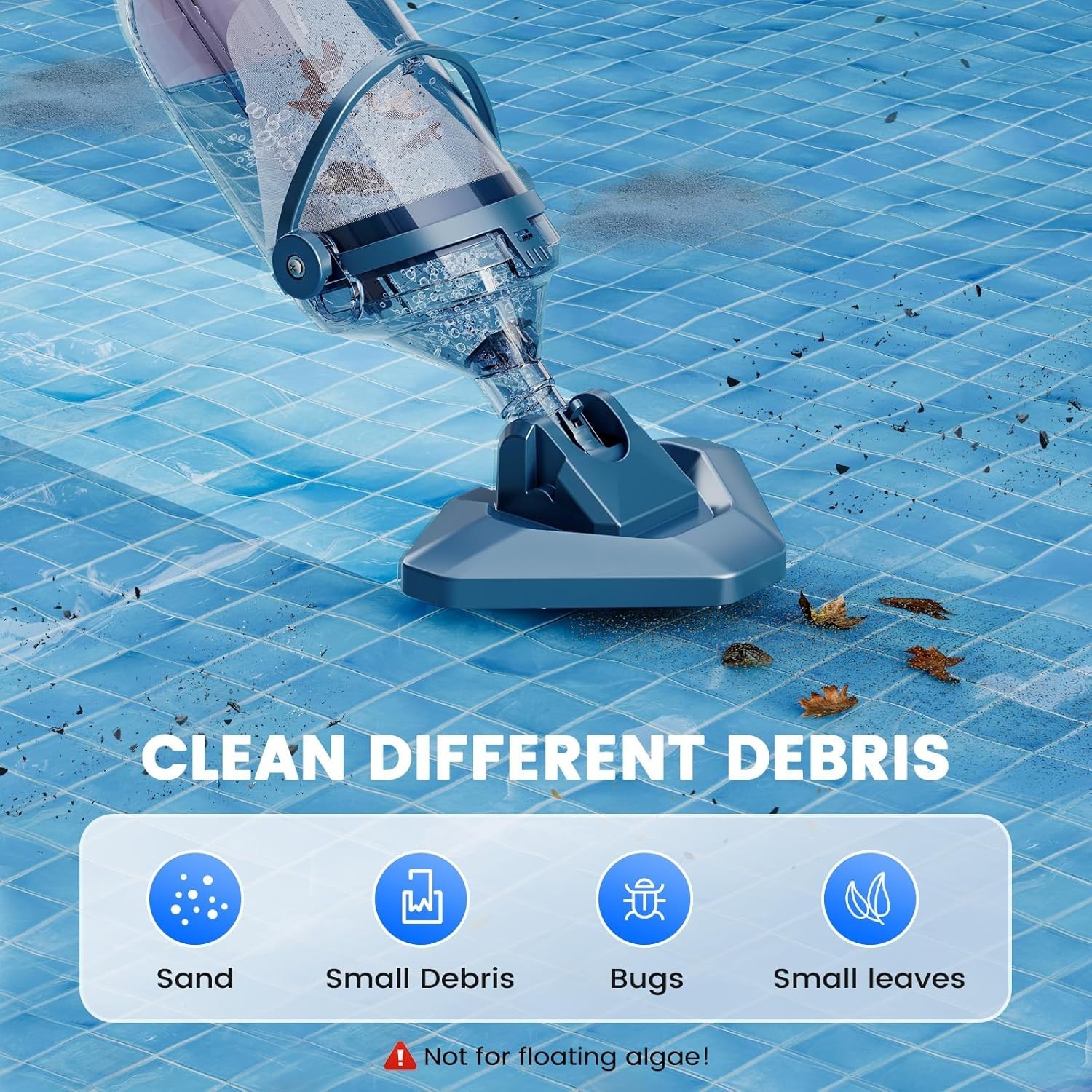 Lightweight Cordless Pool Vacuum with 5 Reusable Filter Bags for Easy Cleaning