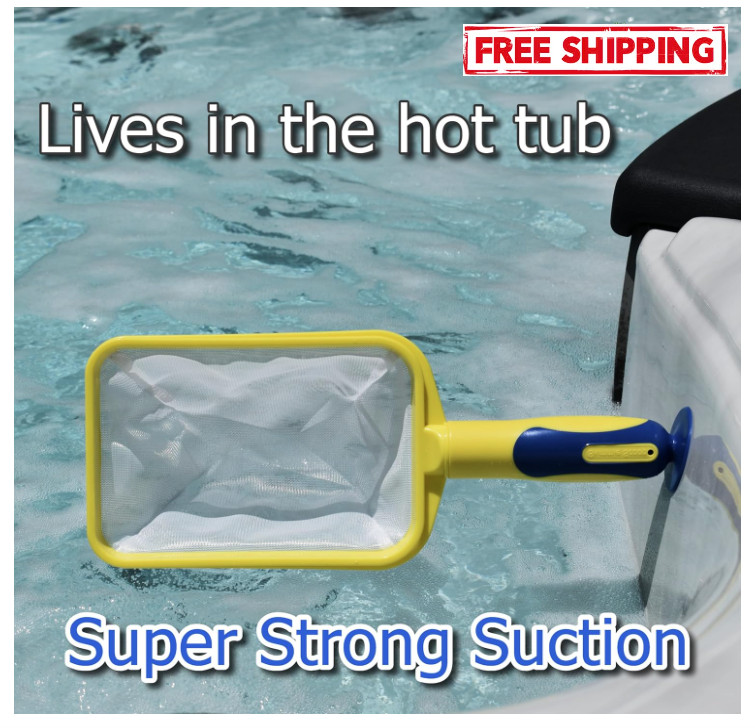 Handheld Skimmer with Fine Mesh for Spa, Hot Tub, Plunge & Small Pool (Yellow)