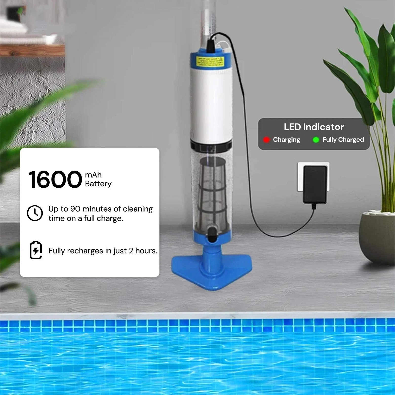 Cordless Rechargeable Pool Vacuum Handheld Pool Cleaner with Telescopic Pole ОЕМ