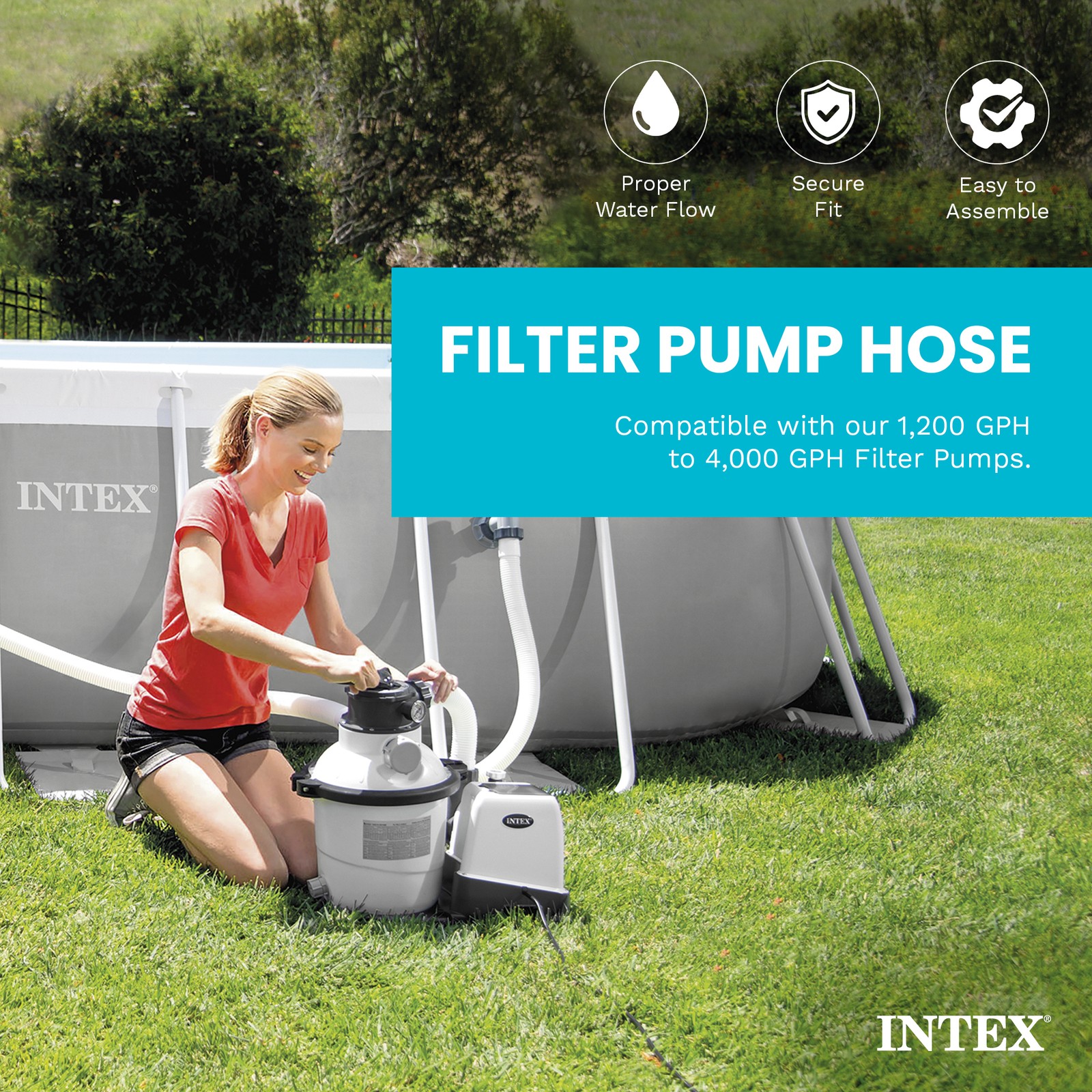 Intex 29060E 1.5&Prime; Diameter Accessory Pool 1,500 GPH Pump Replacement 59&Prime; Hose