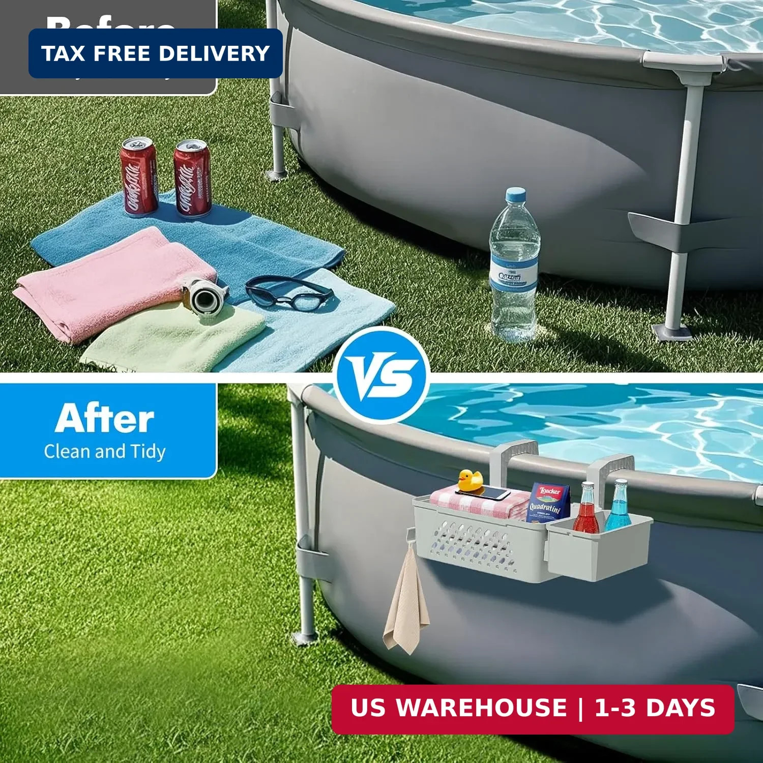 Poolside Storage Basket 2 Pack – Above Ground Pool Accessories, Swimming Pool St