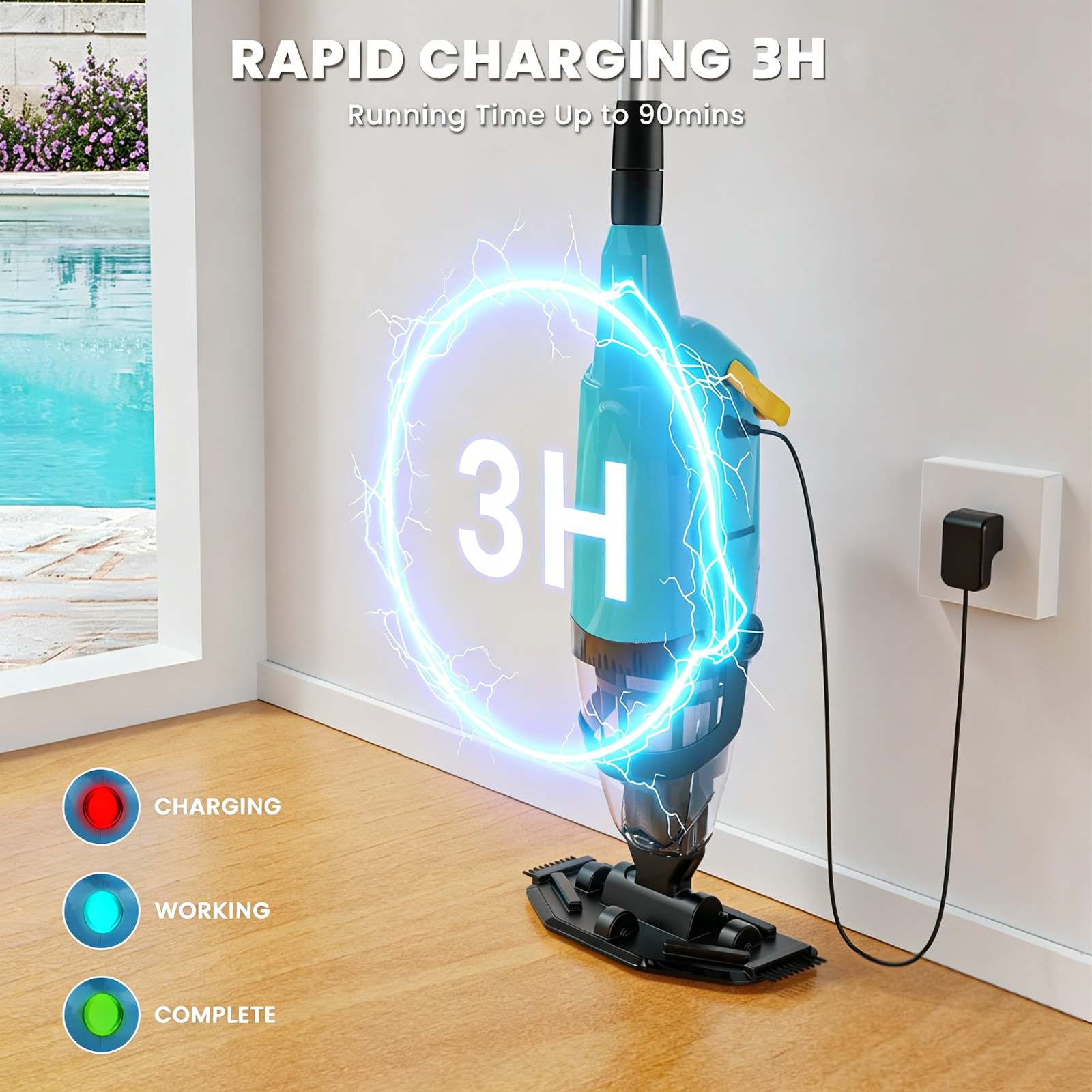 Efurden Handheld Pool Vacuum Cordless Above Ground Swimming Spa Hot Tub Cleaner