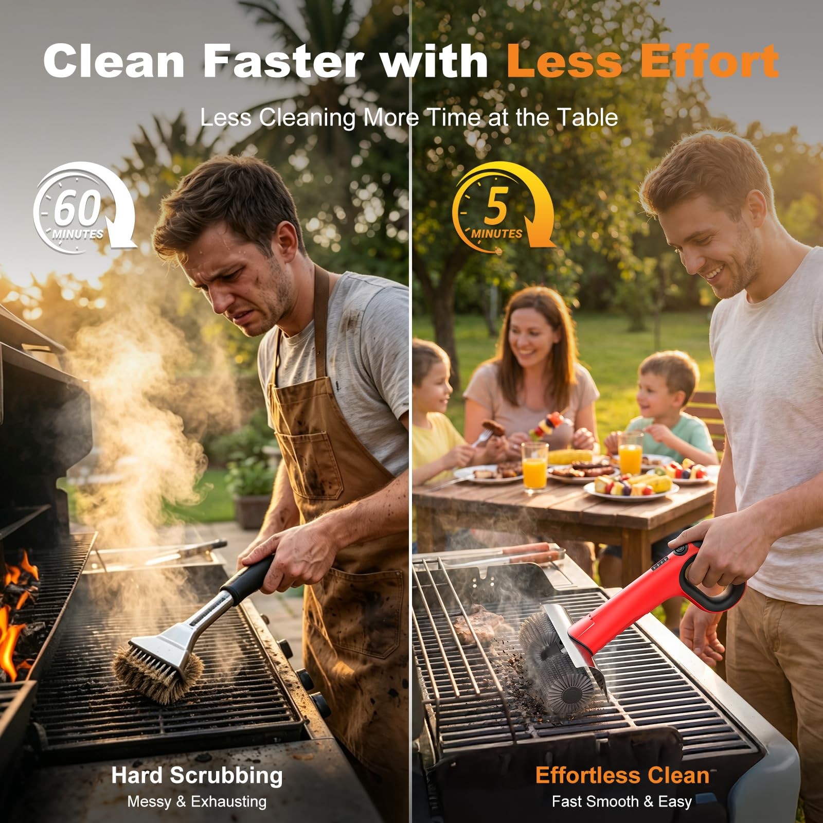 NeatLt Electric Grill Brush for Outdoor Grill, Cordless BBQ Cleaner Red