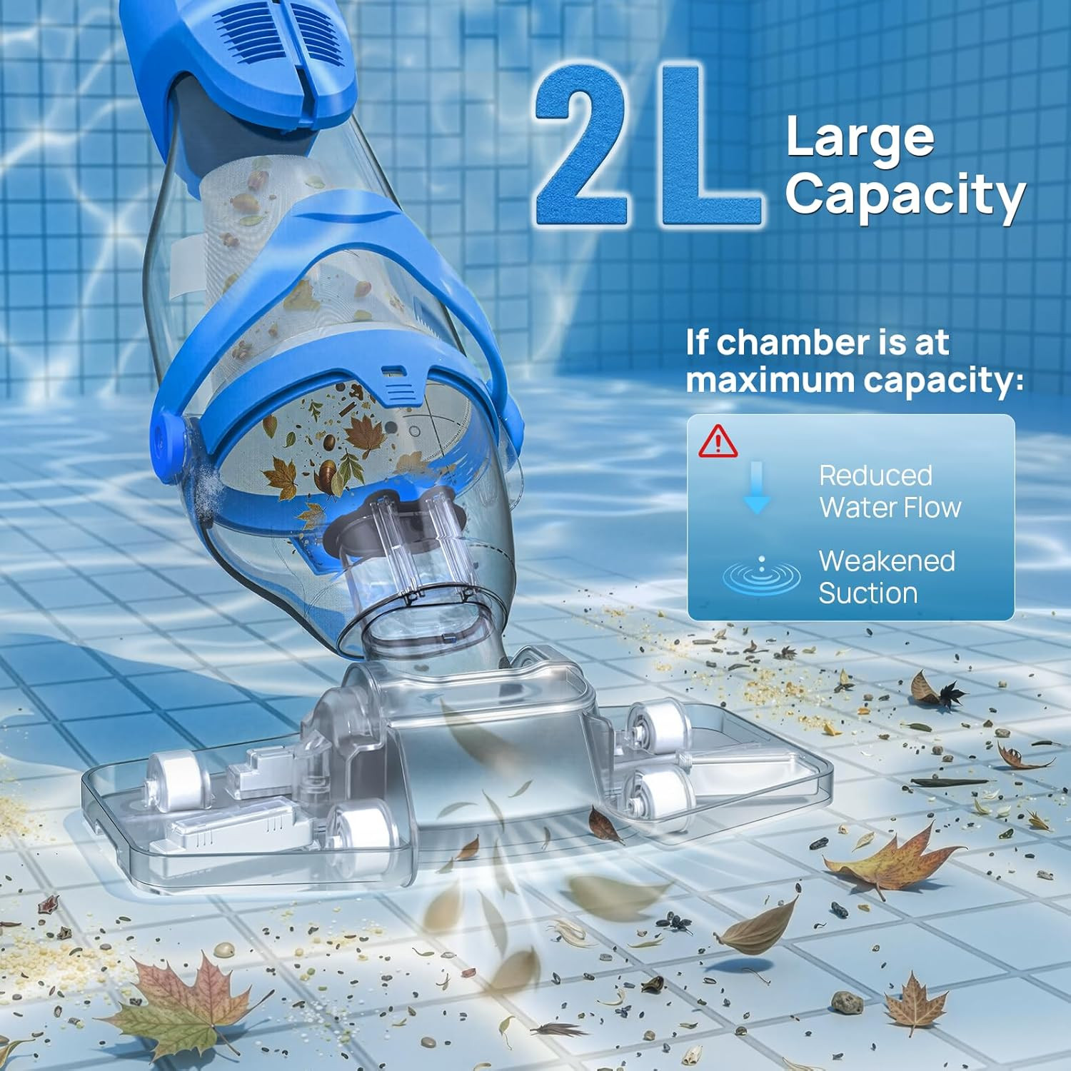 Upgraded Pool Vacuum for above Ground & Inground Pool, 75-Min Runtime, 113&Prime; (9.4