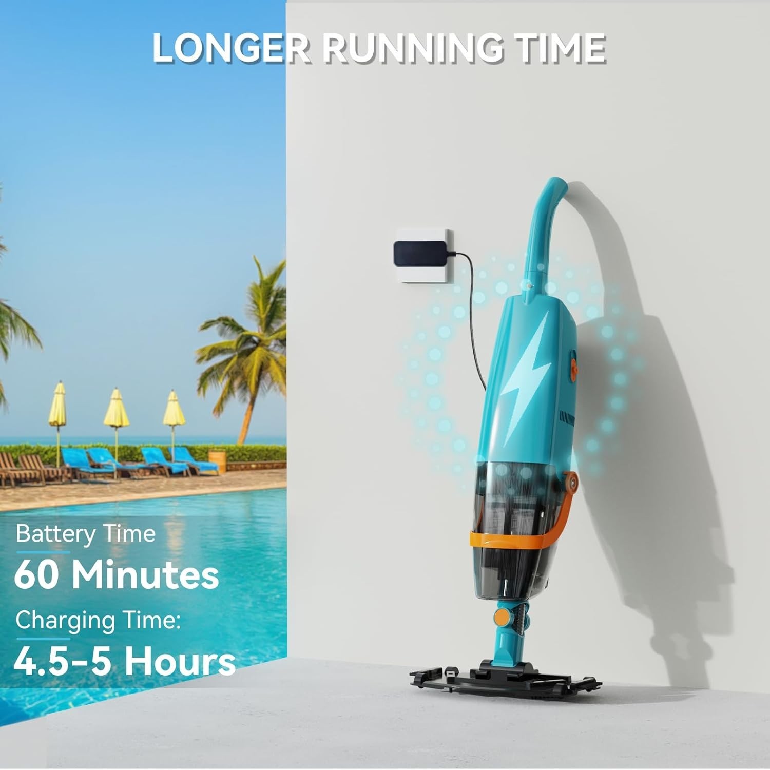 Pool Vacuum Cleaner Cordless Handheld above Ground powerful with Telescopic Pole