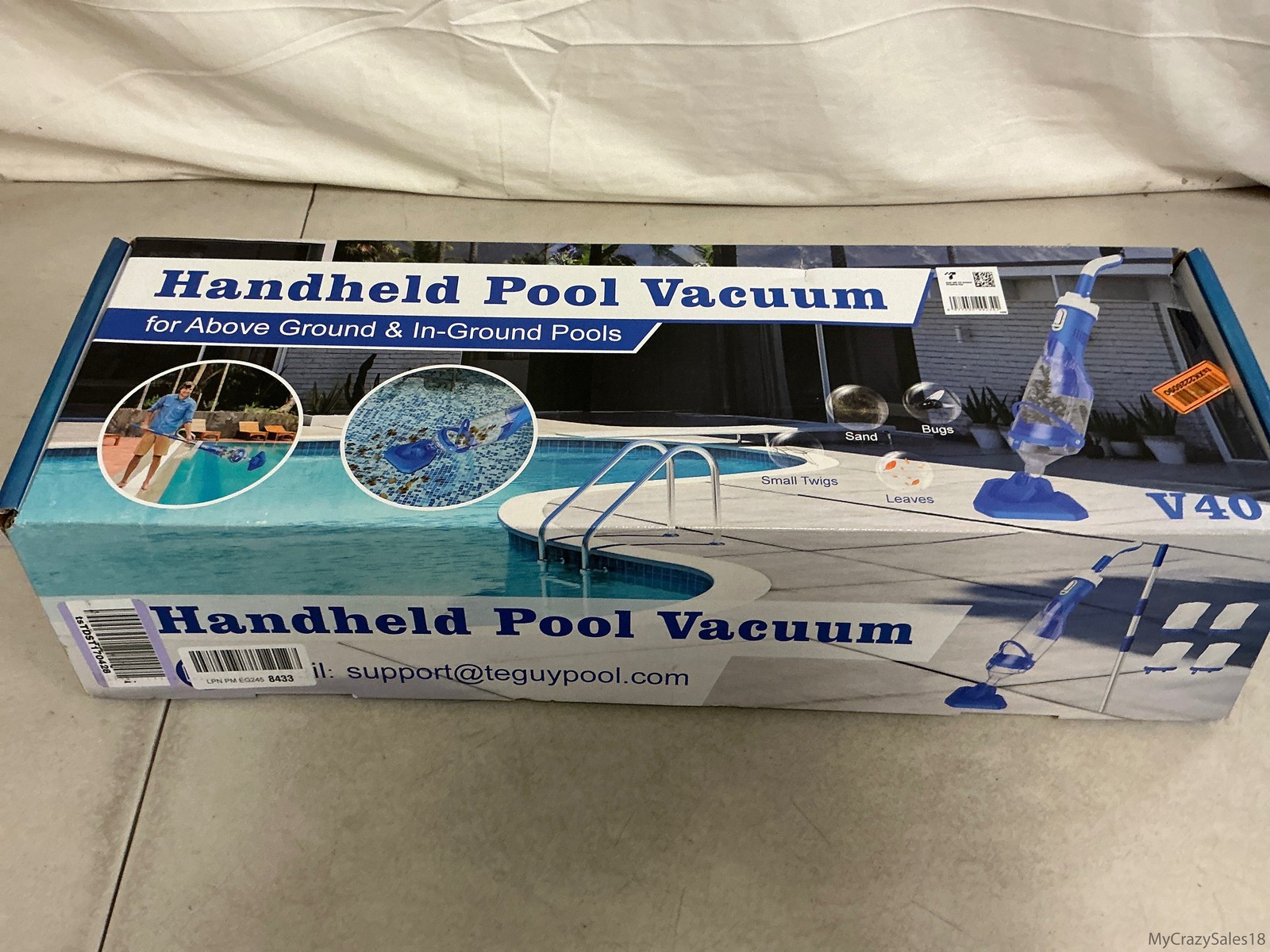 Cordless Pool Vacuum with Telescopic Pole, 18.5 GPM Po