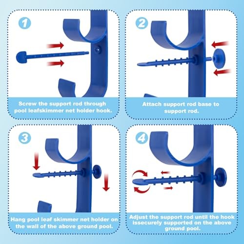 Adjustable 3-Hook Pool Pole Hanger – Above Ground Accessories for Gray