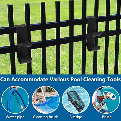 codree Pcs Pool Fence Hooks for Pool Equipment, Black Heavy Duty 4 Black-4