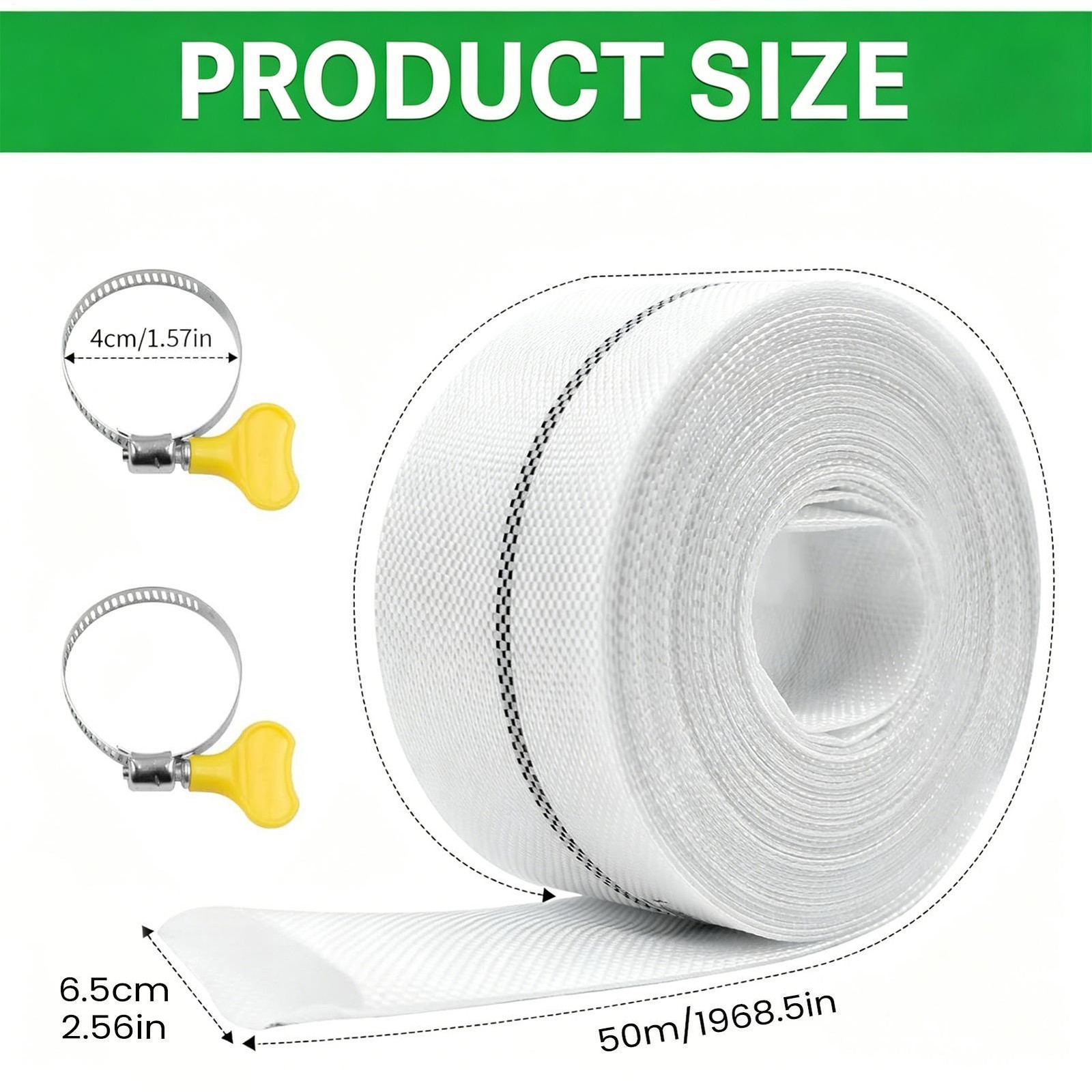 6.5cm x 50m Heavy Duty Pool Filter Backwash & Draining Hose with 2 Clamps